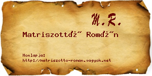 Matriszottó Román névjegykártya